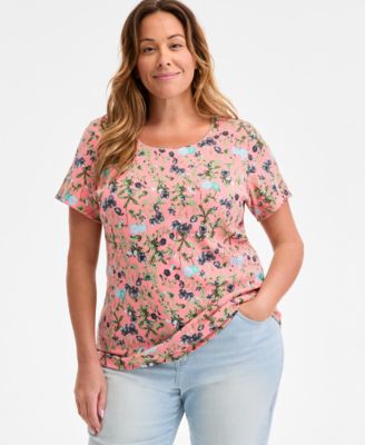 Style & Co - Plus Size Alice Floral Scoop-Neck T-Shirt
