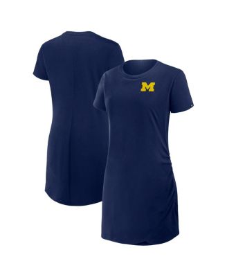 Fanatics - Women's Navy Michigan Wolverines Relaxed Fit Drape T-Shirt Dress