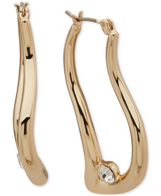 Emily in Paris - Gold-Tone Long Wavy Stone Hoop Earrings