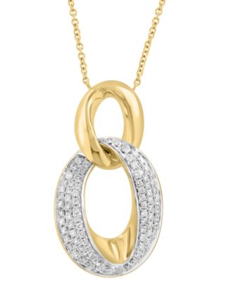 EFFY Collection - Diamond Interlocking Loop Pendant Necklace (1/2 ct. t.w.) in 14k Gold, 17" + 1" extender