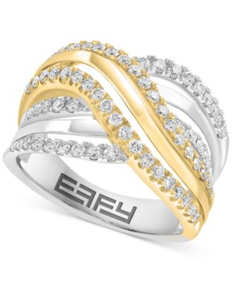 EFFY Collection - Diamond Multi-Row Crossover Statement Ring (5/8 ct. t.w.) in 14k White & Yellow Gold
