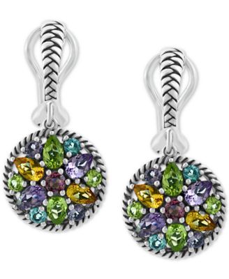 EFFY Collection - Multi-Gemstone Cluster Drop Earrings (3-7/8 ct. t.w.) in Sterling Silver