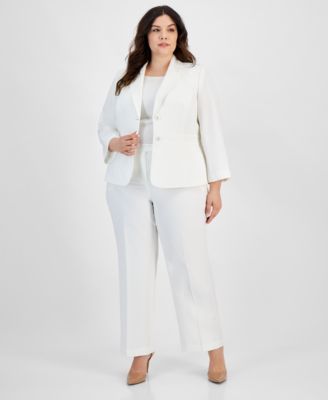 Le Suit - Plus Size Crepe Two-Button Blazer & Pants