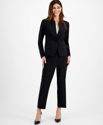 Le Suit - Women's Stand-Collar One-Button Pantsuit, Regular & Petite Sizes