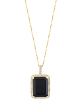 EFFY Collection - Citrine (11-1/3 ct. t.w.) & Diamond (1/3 ct. t.w.) Emerald-Cut Halo 18" Pendant Necklace in 14k Gold (Also in Additional Gemstones)