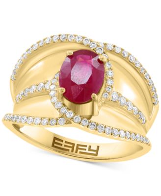 EFFY Collection - Ruby (1-1/5 ct. t.w.) & Diamond (3/8 ct. t.w.) Crossover Statement Ring in 14k Gold
