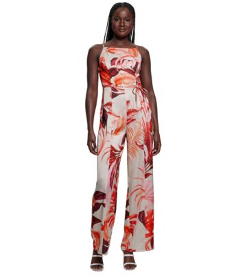GUESS - Women's Sana Satin Printed Sleeveless Jumpsuit