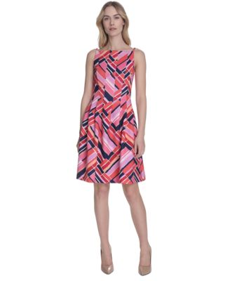 Vince Camuto - Plus Size Printed Scuba Fit & Flare Dress