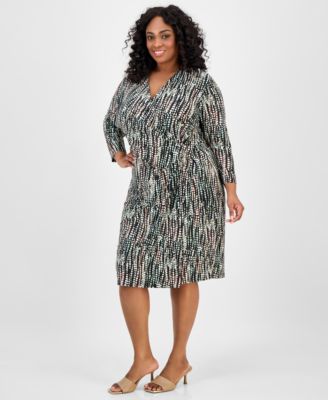 Kasper - Plus Size Printed Wrap-Style Dress
